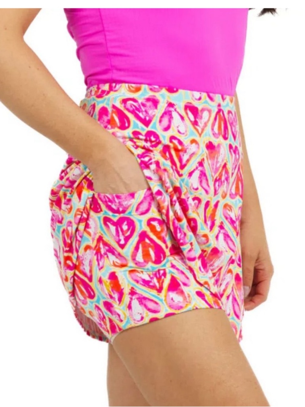 IBKUL Swing Skort Golf Skirt Audrey Seafoam Heart Print Pattern Womens X-Large - Picture 2 of 10